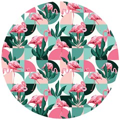 Beautiful Flamingo Pattern Wooden Puzzle Round by designsbymallika