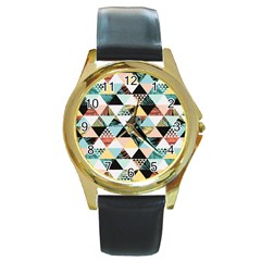 Tropical Beach Love Round Gold Metal Watch by designsbymallika