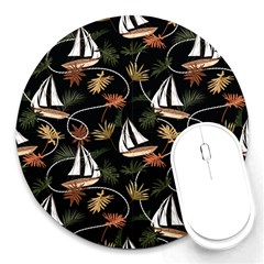 Beautiful Ships Pattern Round Mousepads by designsbymallika