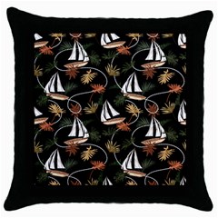 Beautiful Ships Pattern Throw Pillow Case (black) by designsbymallika