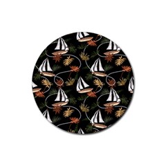 Beautiful Ships Pattern Rubber Round Coaster (4 Pack)  by designsbymallika