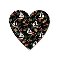 Beautiful Ships Pattern Heart Magnet by designsbymallika