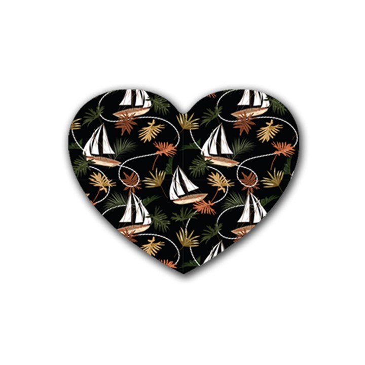 Beautiful Ships Pattern Heart Coaster (4 pack) 