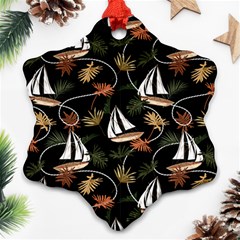 Beautiful Ships Pattern Snowflake Ornament (two Sides) by designsbymallika