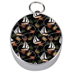 Beautiful Ships Pattern Silver Compasses by designsbymallika