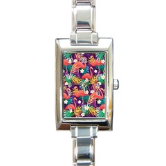 Flamingo Love Rectangle Italian Charm Watch by designsbymallika