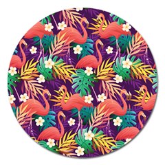 Flamingo Love Magnet 5  (round) by designsbymallika