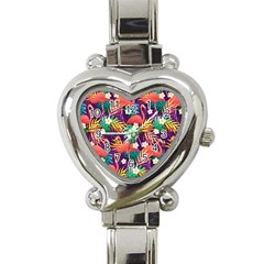 Flamingo Love Heart Italian Charm Watch by designsbymallika