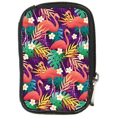 Flamingo Love Compact Camera Leather Case by designsbymallika