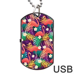 Flamingo Love Dog Tag Usb Flash (one Side) by designsbymallika