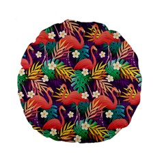 Flamingo Love Standard 15  Premium Flano Round Cushions by designsbymallika