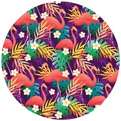 Flamingo Love Wooden Puzzle Round by designsbymallika