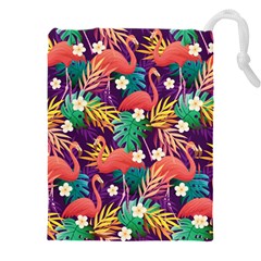 Flamingo Love Drawstring Pouch (5xl) by designsbymallika