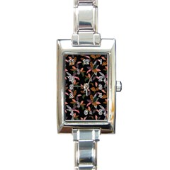 Animal Print Leaves Pattern Rectangle Italian Charm Watch by designsbymallika