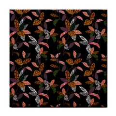 Animal Print Leaves Pattern Tile Coaster by designsbymallika