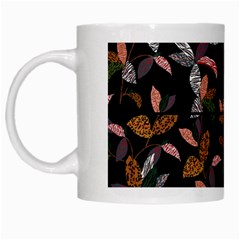 Animal Print Leaves Pattern White Mugs by designsbymallika