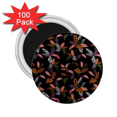 Animal Print Leaves Pattern 2 25  Magnets (100 Pack)  by designsbymallika