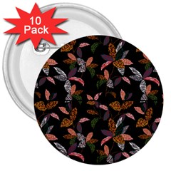 Animal Print Leaves Pattern 3  Buttons (10 Pack)  by designsbymallika