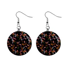 Animal Print Leaves Pattern Mini Button Earrings by designsbymallika