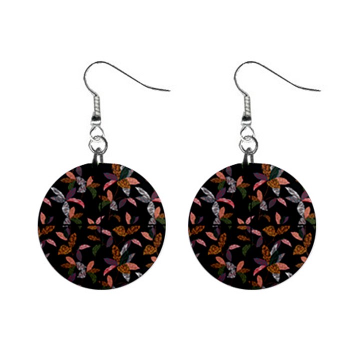 Animal Print Leaves Pattern Mini Button Earrings