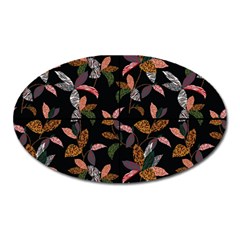 Animal Print Leaves Pattern Oval Magnet by designsbymallika