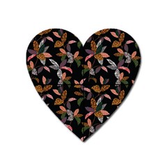 Animal Print Leaves Pattern Heart Magnet by designsbymallika