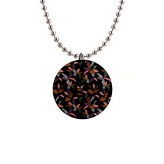 Animal Print Leaves Pattern 1  Button Necklace by designsbymallika