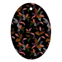 Animal Print Leaves Pattern Oval Ornament (two Sides) by designsbymallika