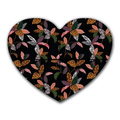 Animal Print Leaves Pattern Heart Mousepads by designsbymallika