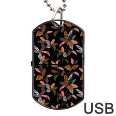 Animal Print Leaves Pattern Dog Tag Usb Flash (two Sides) by designsbymallika