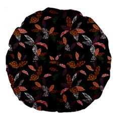 Animal Print Leaves Pattern Large 18  Premium Round Cushions by designsbymallika