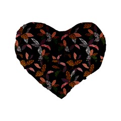 Animal Print Leaves Pattern Standard 16  Premium Heart Shape Cushions by designsbymallika