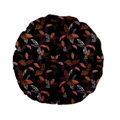 Animal Print Leaves Pattern Standard 15  Premium Flano Round Cushions by designsbymallika