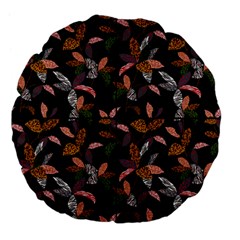 Animal Print Leaves Pattern Large 18  Premium Flano Round Cushions by designsbymallika