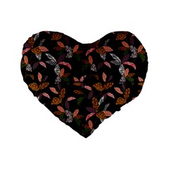 Animal Print Leaves Pattern Standard 16  Premium Flano Heart Shape Cushions by designsbymallika