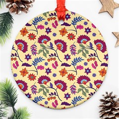 Pretty Ethnic Flowers Ornament (round) by designsbymallika