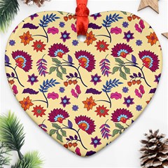 Pretty Ethnic Flowers Ornament (heart) by designsbymallika