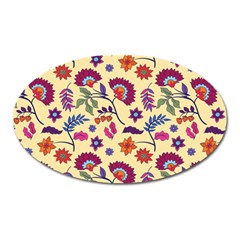 Pretty Ethnic Flowers Oval Magnet by designsbymallika