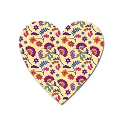 Pretty Ethnic Flowers Heart Magnet by designsbymallika