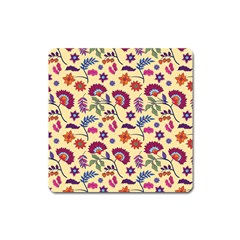 Pretty Ethnic Flowers Square Magnet by designsbymallika