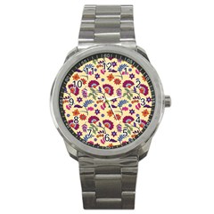 Pretty Ethnic Flowers Sport Metal Watch by designsbymallika