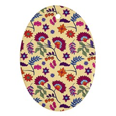 Pretty Ethnic Flowers Oval Ornament (two Sides) by designsbymallika