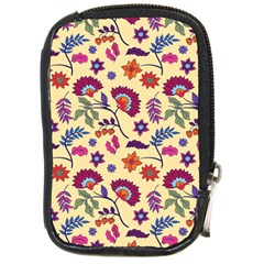 Pretty Ethnic Flowers Compact Camera Leather Case by designsbymallika