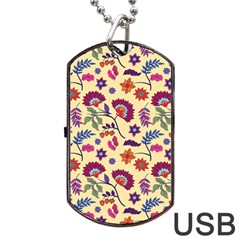 Pretty Ethnic Flowers Dog Tag Usb Flash (two Sides) by designsbymallika