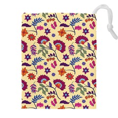 Pretty Ethnic Flowers Drawstring Pouch (5xl) by designsbymallika