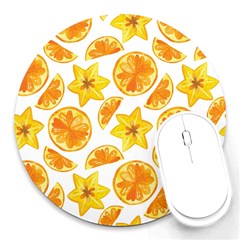 Oranges Love Round Mousepads by designsbymallika