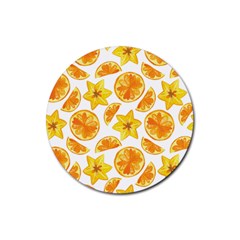 Oranges Love Rubber Coaster (round)  by designsbymallika