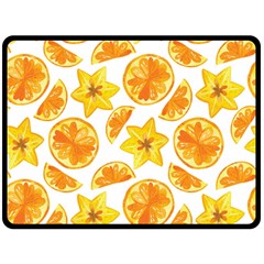 Oranges Love Fleece Blanket (large)  by designsbymallika