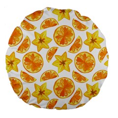 Oranges Love Large 18  Premium Flano Round Cushions by designsbymallika