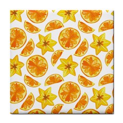 Oranges Love Tile Coaster by designsbymallika